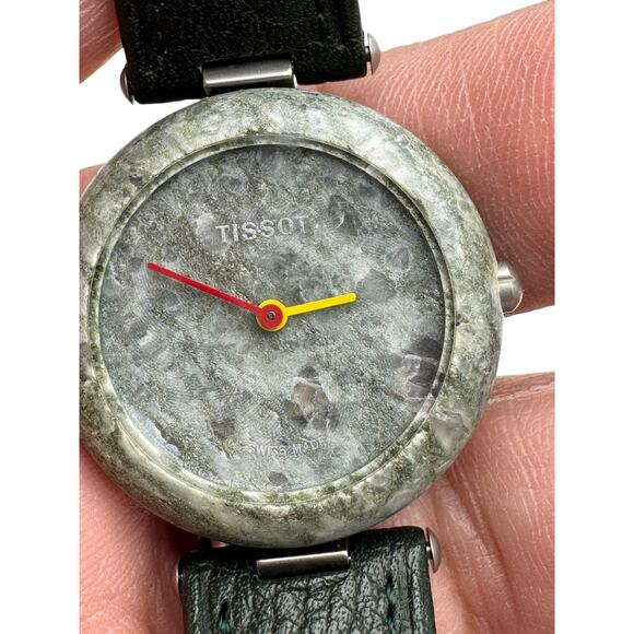 Vintage Tissot RockWatch Green Granite Stone Case Swiss Quartz Unisex Watch R150 main image 4